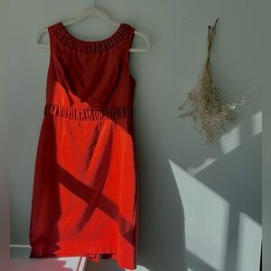 red wool dress